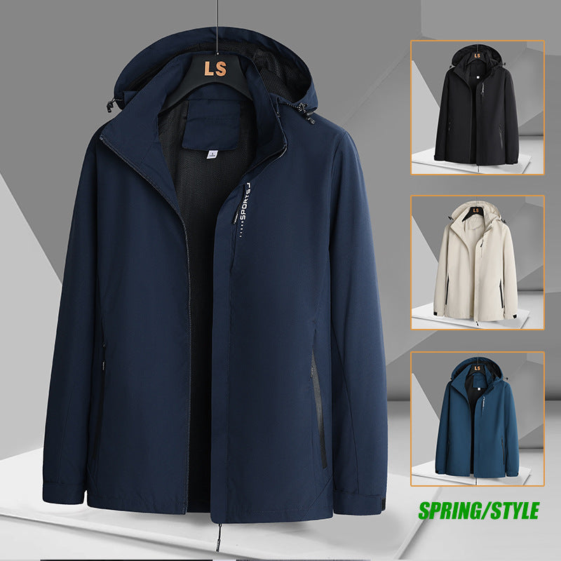 Men's sporty transitional jacket with adjustable hood and water-repellent material Lisslune