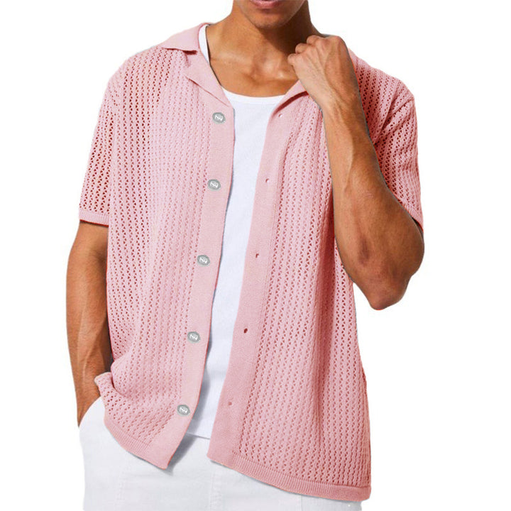 Men's breathable short-sleeve knitted shirt with open design Lisslune