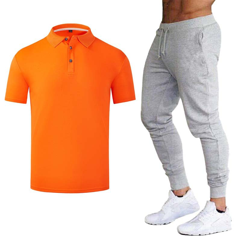 Men's Sporty Polo Shirt with Fashionable Accents and Sweatpants Lisslune