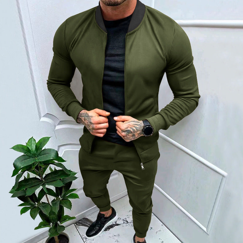 Men's tracksuit with modern stand-up collar and practical zip pockets Lisslune