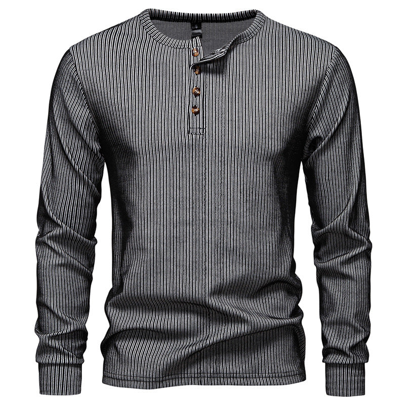 Men's long sleeve shirt with textured ribbed pattern and stylish button placket Lisslune