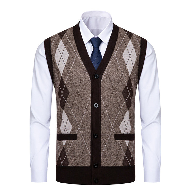 Men's noble cardigan with modern diamond pattern Lisslune