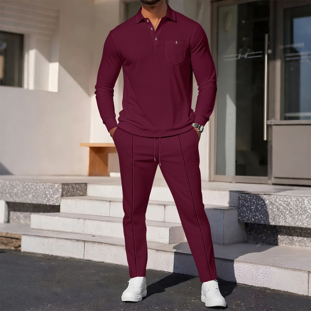 Men's elegant leisure suit with textured top and comfortable trousers Lisslune
