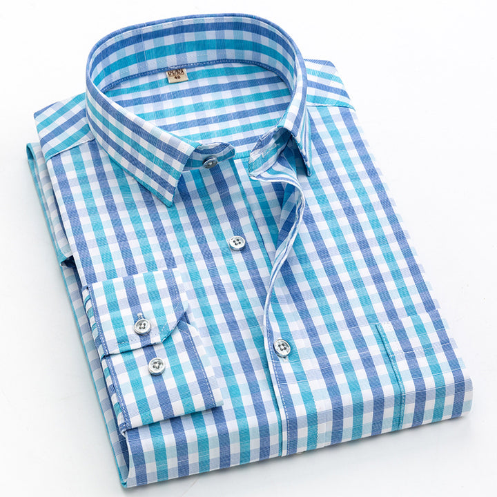 Men's Checked Shirt with Classic Cut and Modern Accents Lisslune