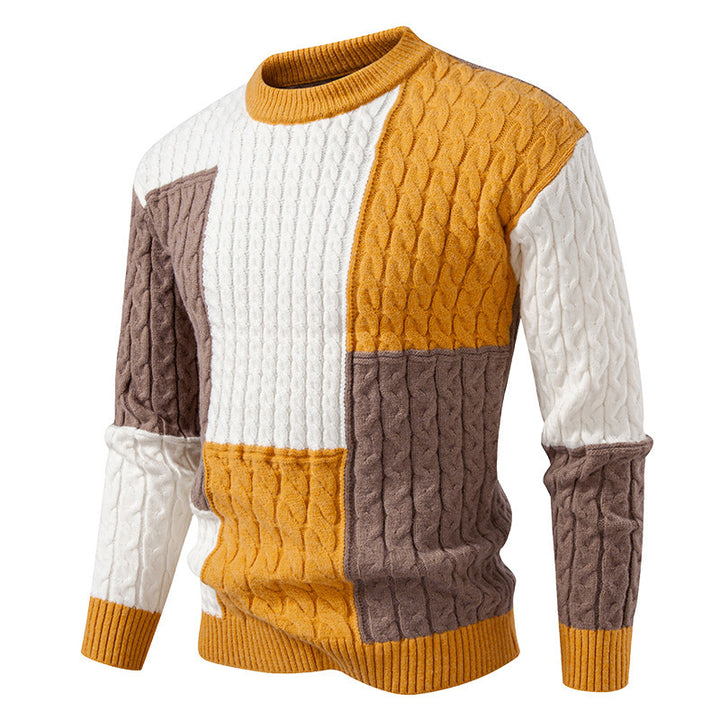 Men's stylish knitted sweater with creative color block look Lisslune