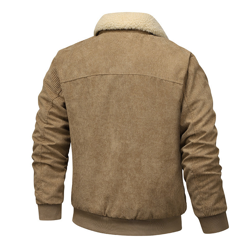 Men's Casual Cord Jacket with Fluffy Inner Lining Lisslune