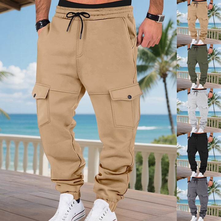Men's cargo joggers with expanded pockets and elastic waistband Lisslune