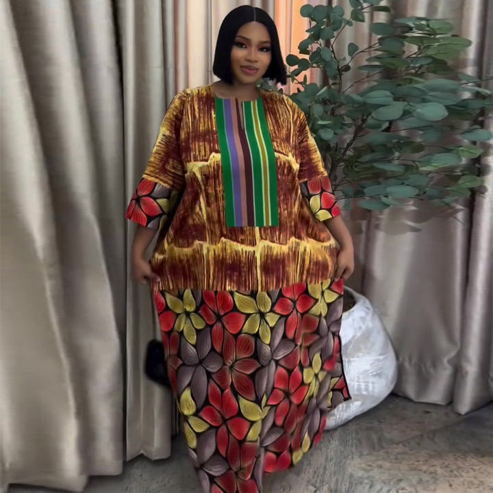 Women's maxi dress with colorful ethnic pattern and casual silhouette Lisslune