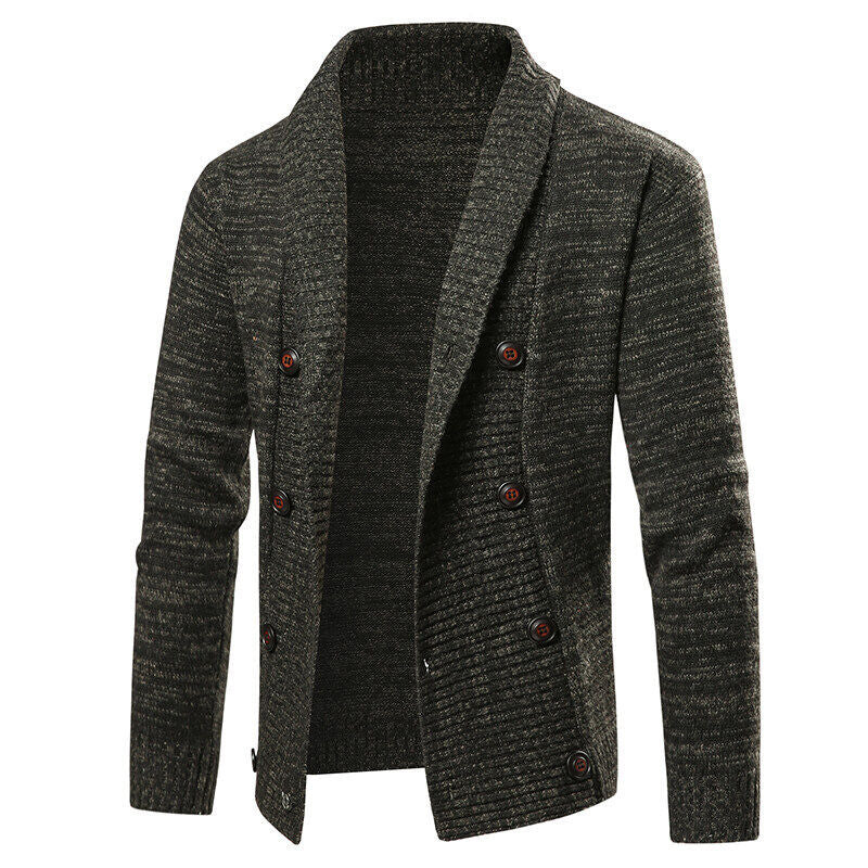 Men's cardigan with modern shawl collar and decorative buttons Lisslune