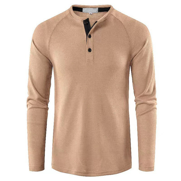 Men's Long Sleeve T-Shirt with Button Placket Lisslune