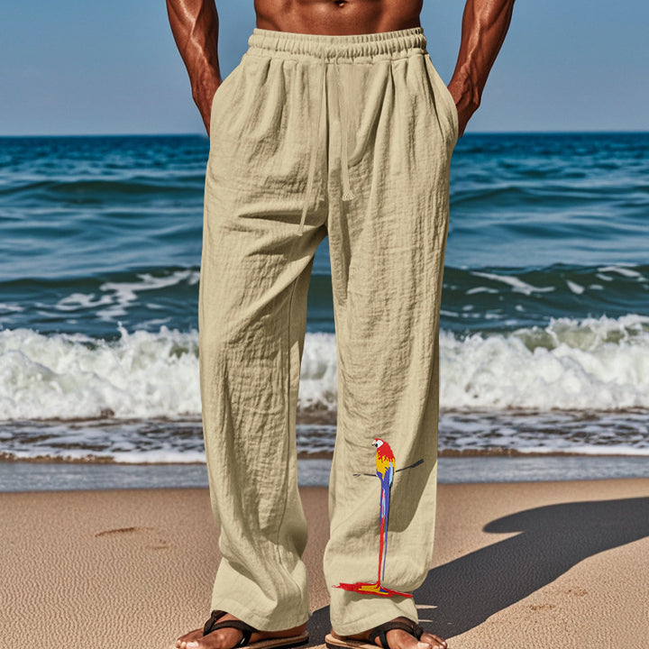Men's Lightweight Beach Sandal Pants with Elastic Waistband and Colorful Print Lisslune