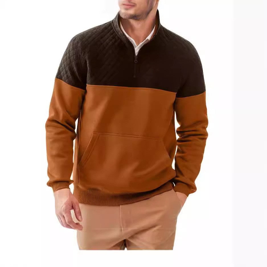 Men's sporty pullover with stand-up collar and pockets Lisslune