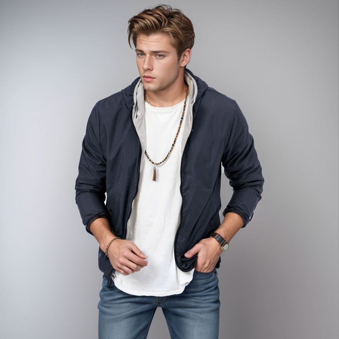 Men's lightweight transitional jacket with adjustable hood Lisslune