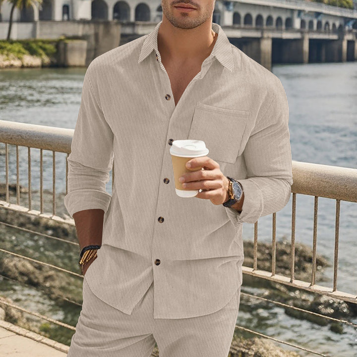 Men's Elegant Striped Long Sleeve Shirt Lisslune