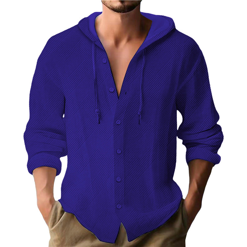 Men's Hooded Blouse with Textured Design Lisslune