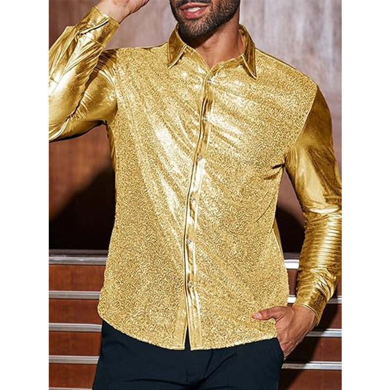 Men's elegant sequined shirt with luxurious flock pattern Lisslune