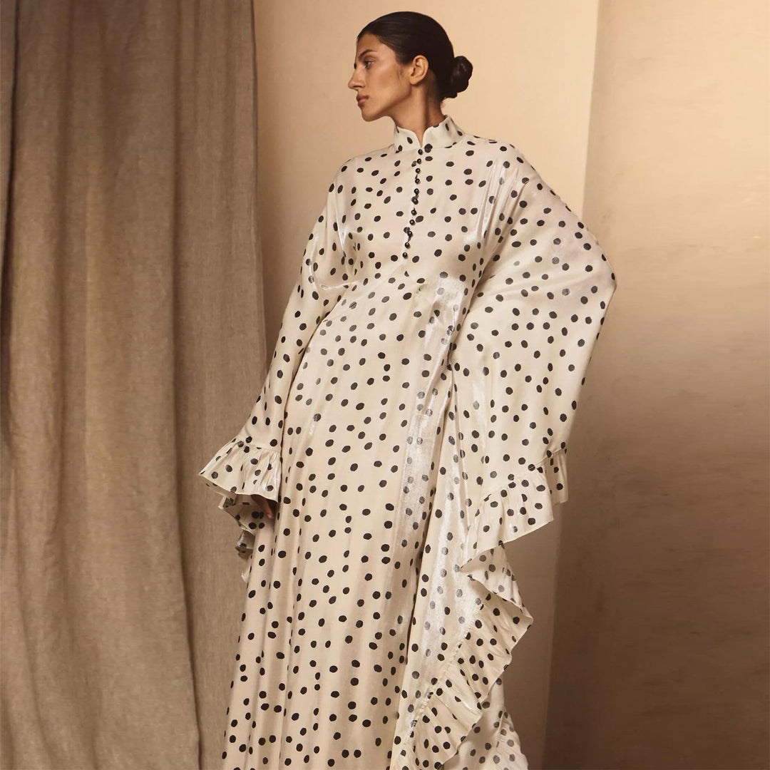 Women's maxi dress with eye-catching dots and trendy ruffle design Lisslune
