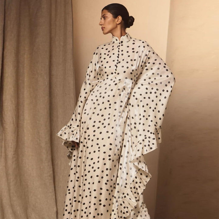 Women's maxi dress with eye-catching dots and trendy ruffle design Lisslune
