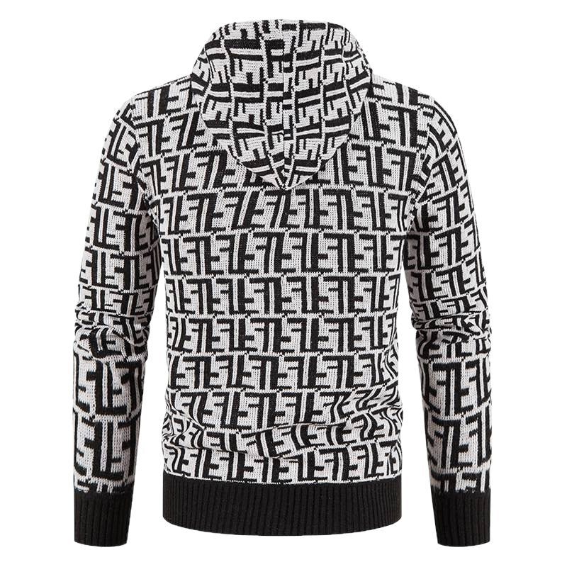 Men's High-Quality Cardigan with Modern Pattern and Hood Lisslune