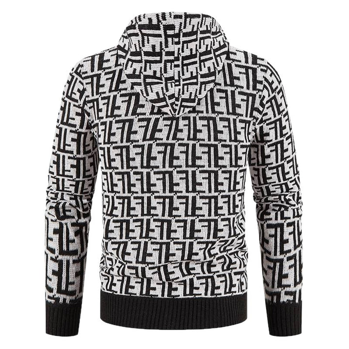 Men's High-Quality Cardigan with Modern Pattern and Hood Lisslune