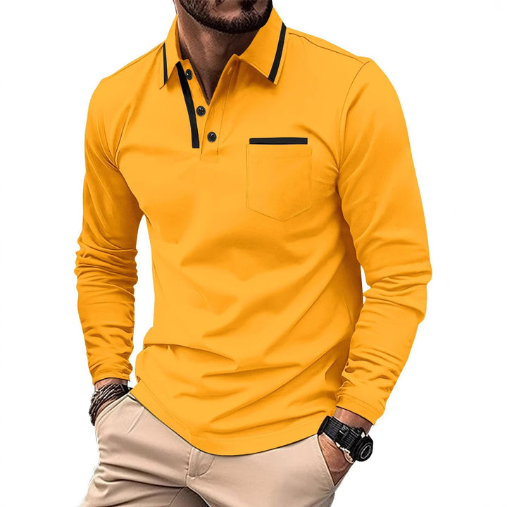 Men's Long Sleeve Polo Shirt with Modern Design Lisslune