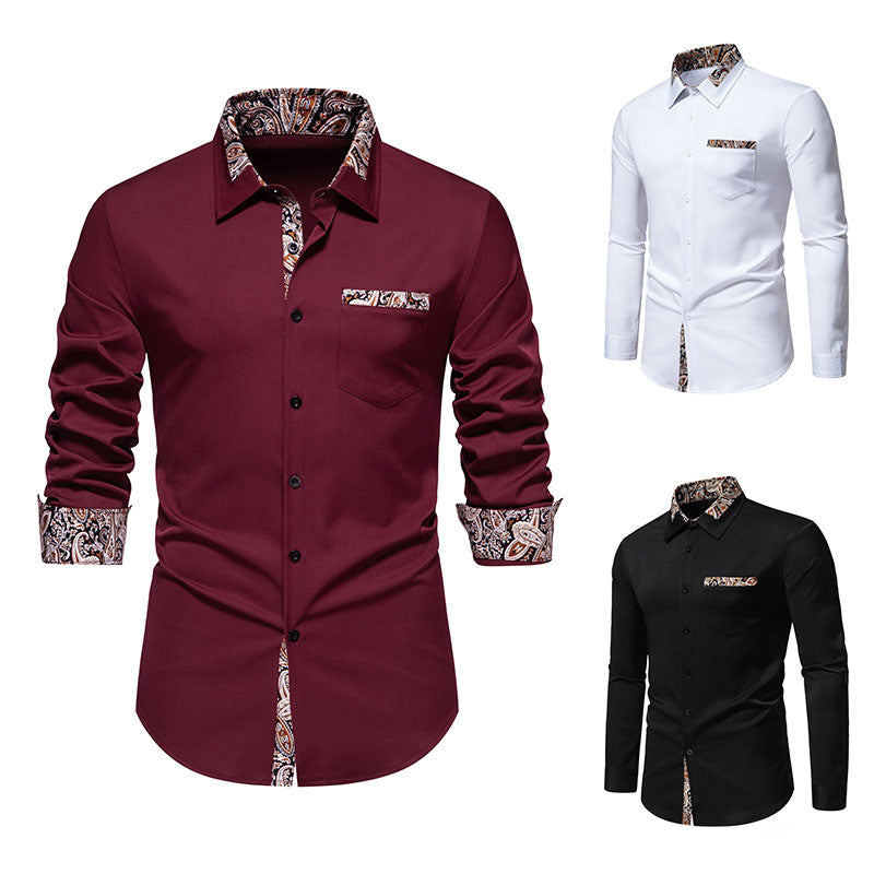 Men's long sleeve shirt with elegant paisley patterns Lisslune