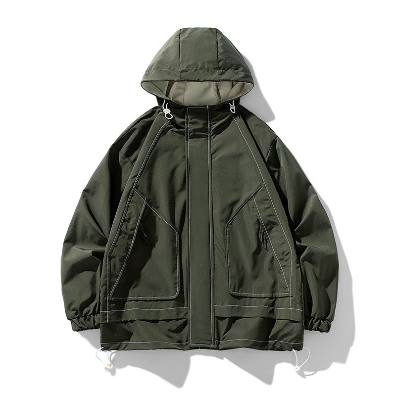 Men's windproof practical outdoor jacket with adjustable hood and large pockets Lisslune