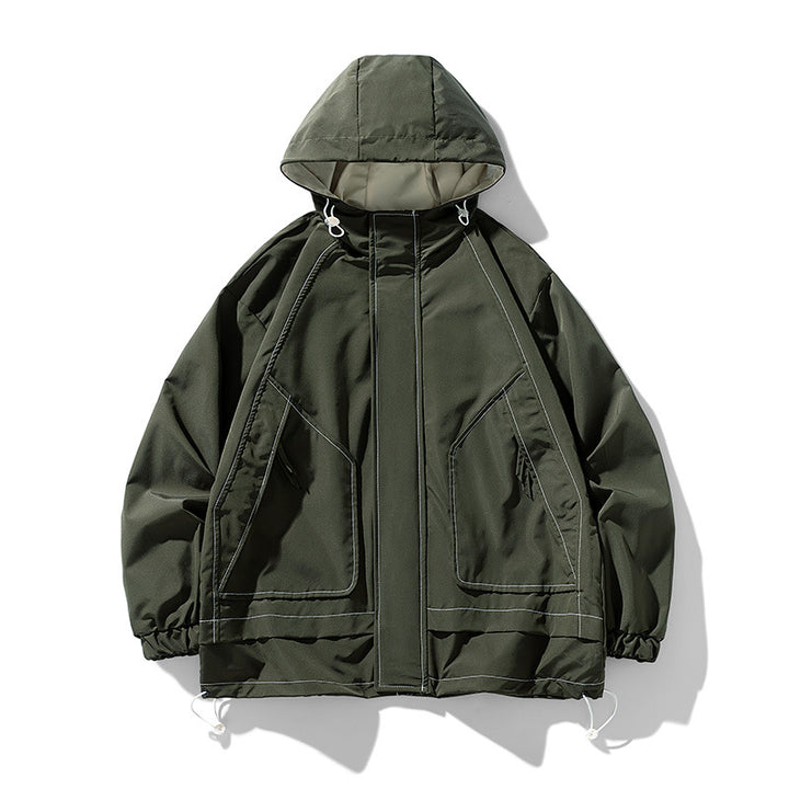Men's windproof practical outdoor jacket with adjustable hood and large pockets Lisslune