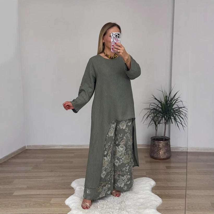 Women's Casual Long Sleeve Shirt with Asymmetrical Hem Lisslune