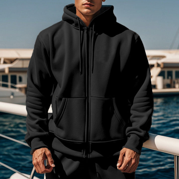 Men's Sporty Hoodie with Innovative Zipper and Practical Side Pockets Lisslune
