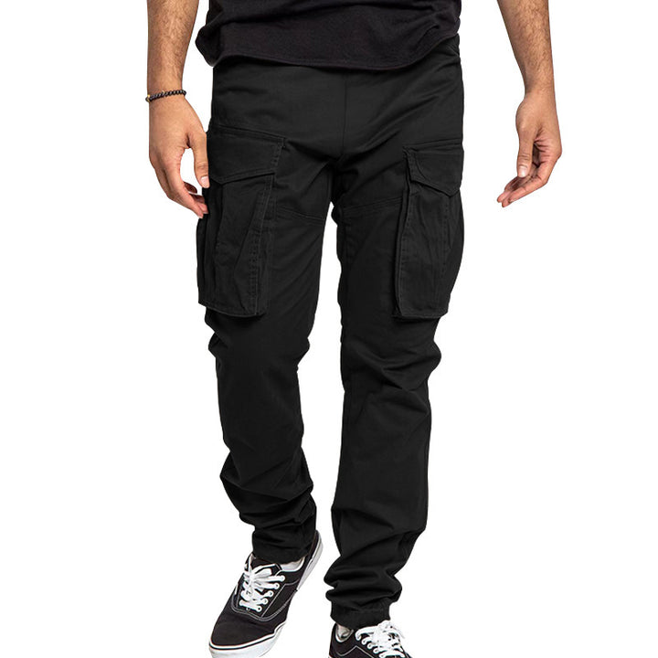 Men's cargo pants with elastic waistband and numerous pockets Lisslune