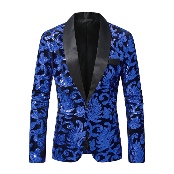 Men's glittering suit blazer with floral sequin patterns Lisslune