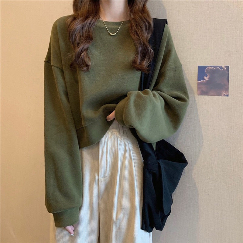 Women's Casual Oversized Sweatshirt with Comfort Collar and Soft Cuffs