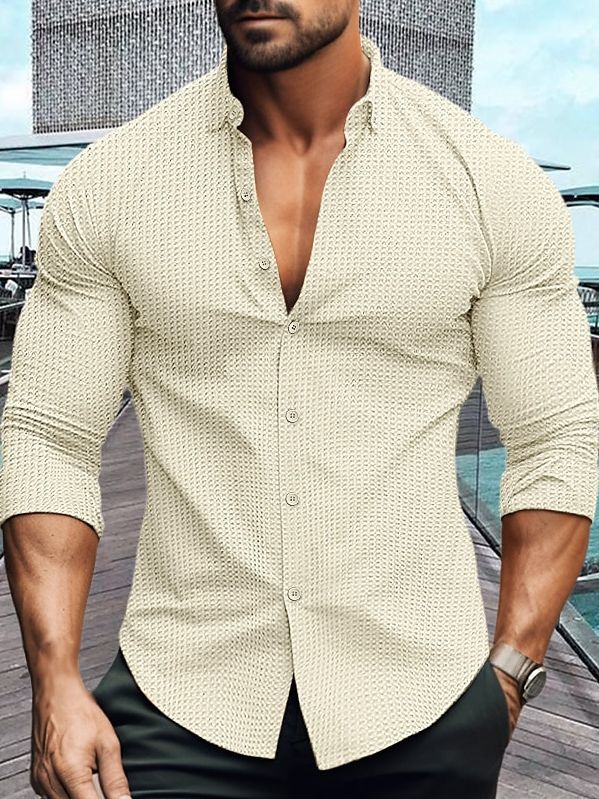 Men's elegant long-sleeve shirt with textured pattern Lisslune