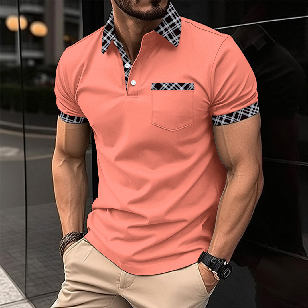 Men's elegant polo shirt with contrasting collar and chest pocket Lisslune