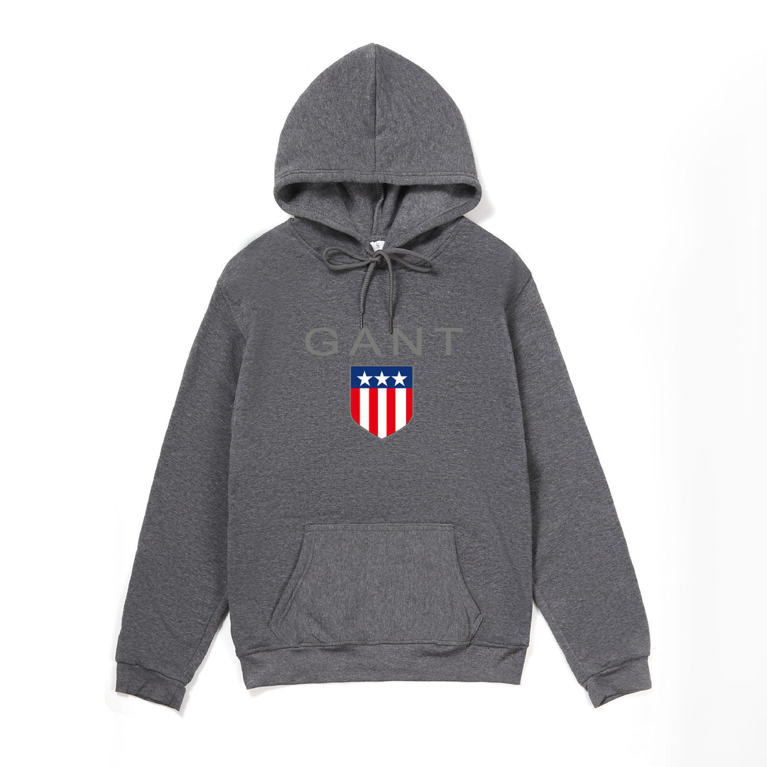 Men's Hoodie with Sporty Logo Design and Kangaroo Pocket Lisslune