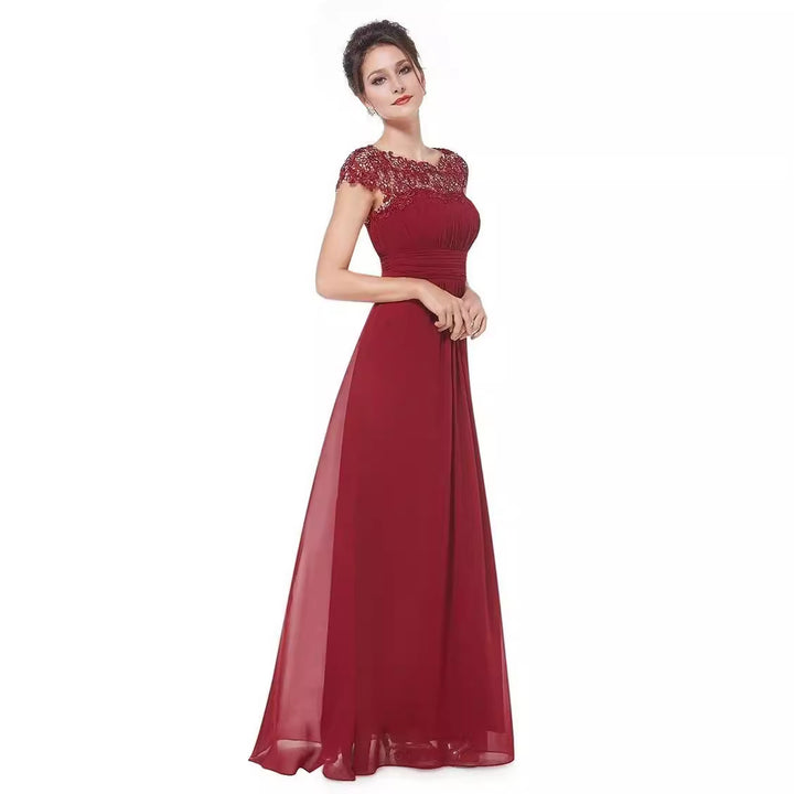 Ladies Elegant Maxi Dress with Lace Top and Flowing Skirt
