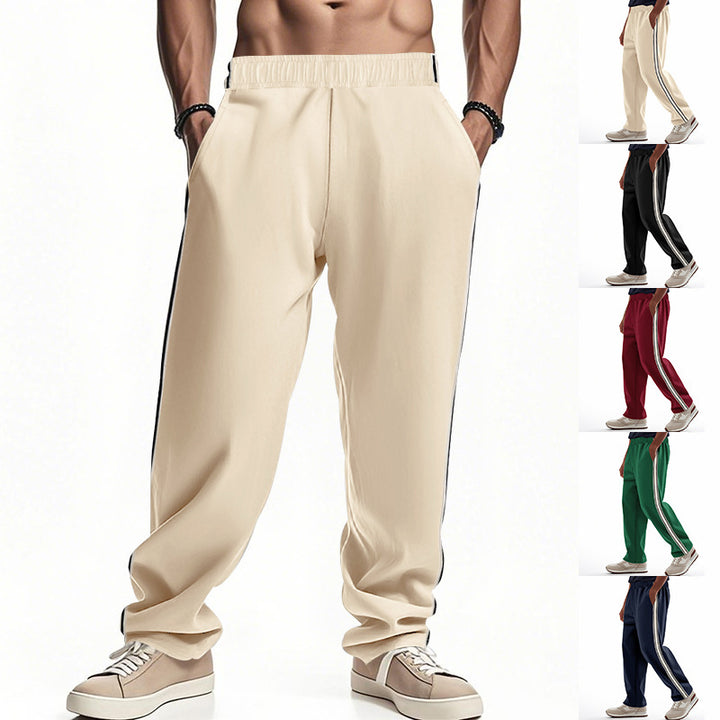 Men's leisure joggers with side stripes and elastic waistband Lisslune