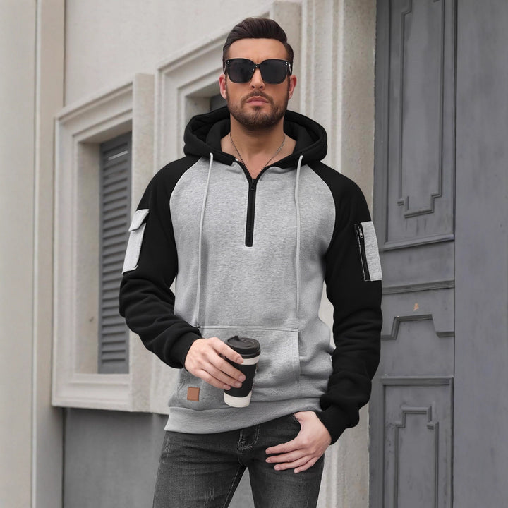 Men's Fashion Hoodie with Practical Zipper Details and Sporty Cut Lisslune