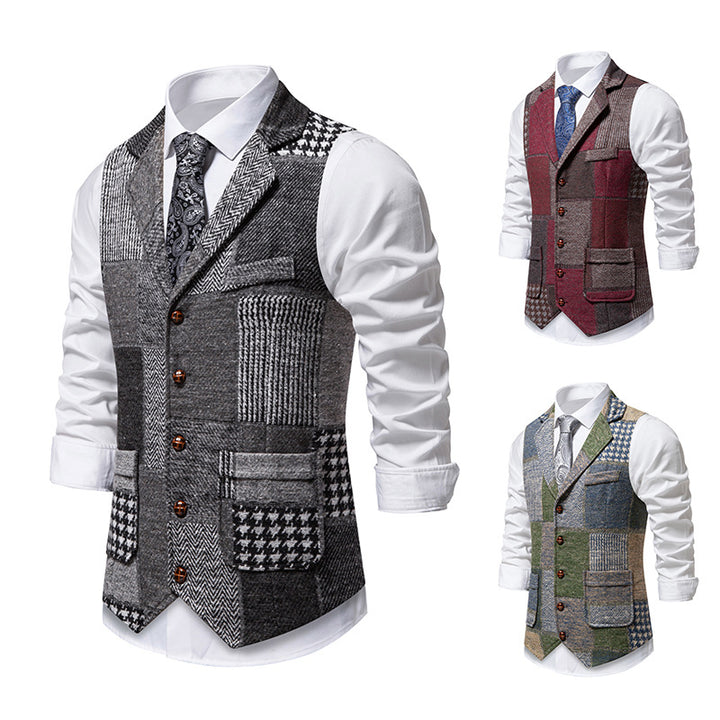 Men's elegant waistcoat in patchwork design Lisslune