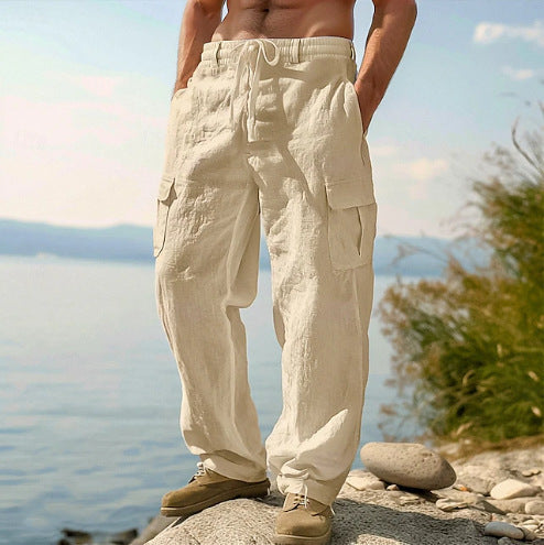 Men's cargo pants with elastic waistband and practical side pockets Lisslune
