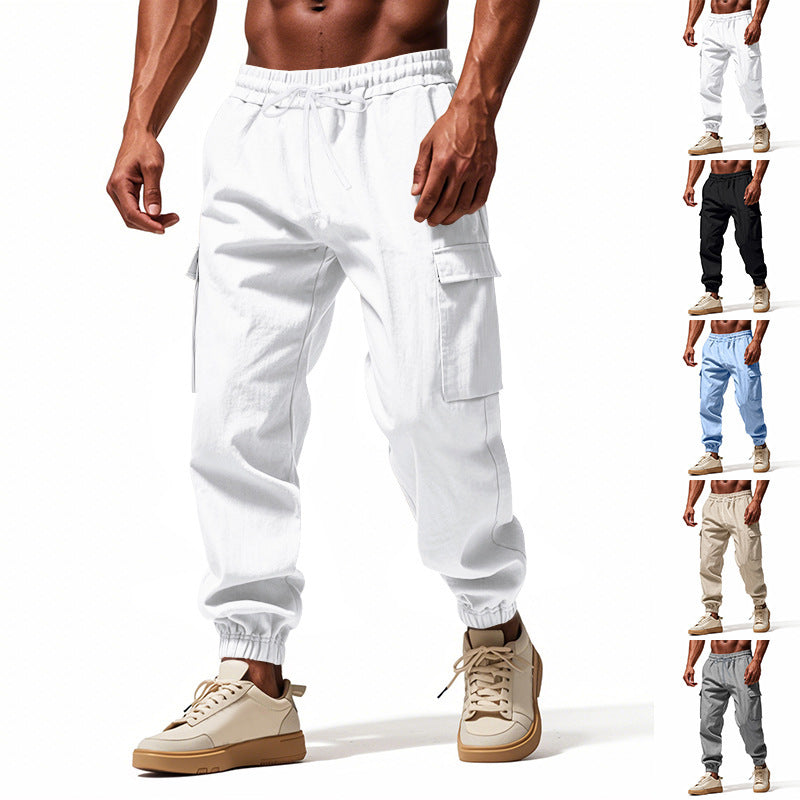 Men's cargo training pants with elastic waistband and practical side pockets Lisslune