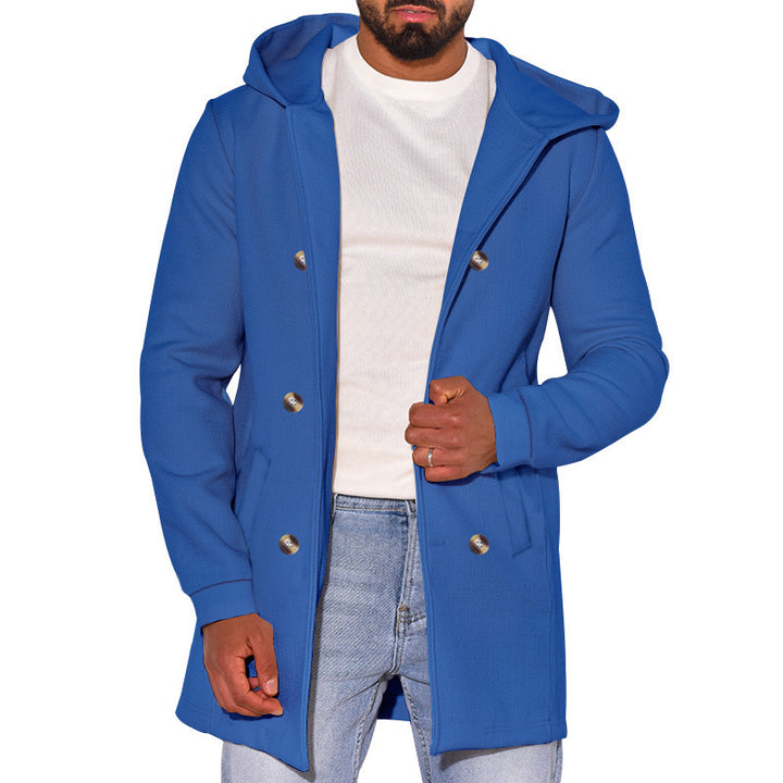 Men's fashionable coat with removable hood and double button placket Lisslune