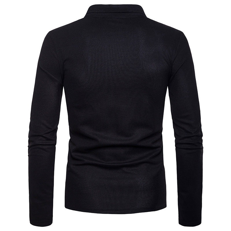 Men's Long Sleeve Polo Shirt with Modern Color Block Design and Comfortable Fit Lisslune