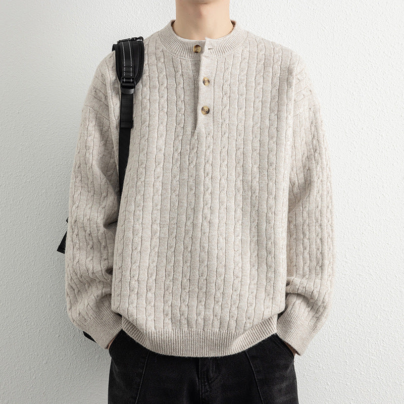 Men's sweater with button details and textured surface Lisslune