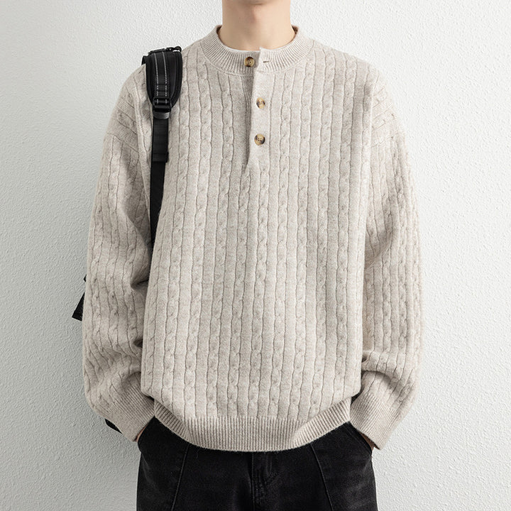 Men's sweater with button details and textured surface Lisslune
