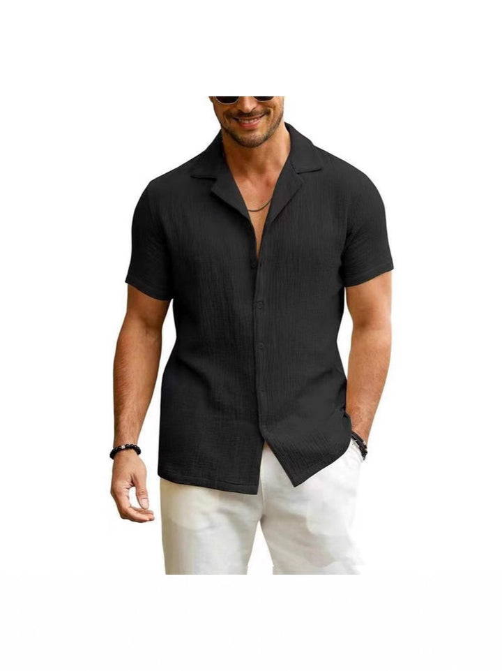 Men's short-sleeve shirt with textured fabric and casual fit Lisslune