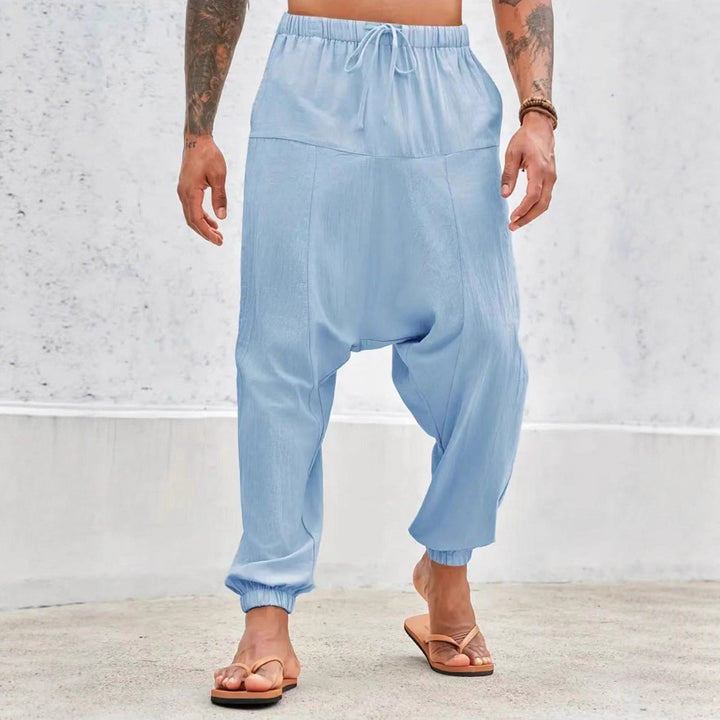Men's relaxed harem pants with elastic waistband and side pockets Lisslune