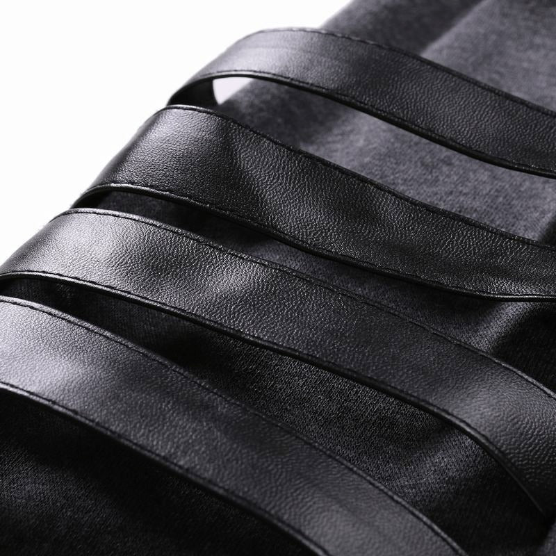 Men's casual hoodie with leather accents Lisslune