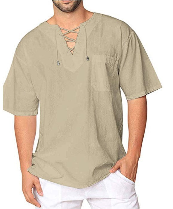 Men's lightweight top with modern lacing design and practical chest pocket Lisslune